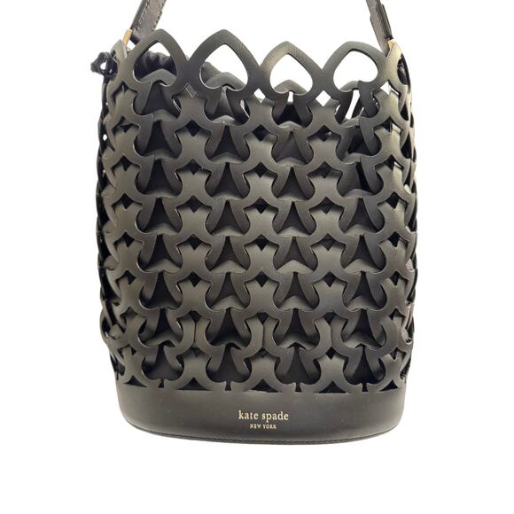 Kate Spade Black Dorie Medium Bucket Bag Spade Weave - Picture 6 of 14